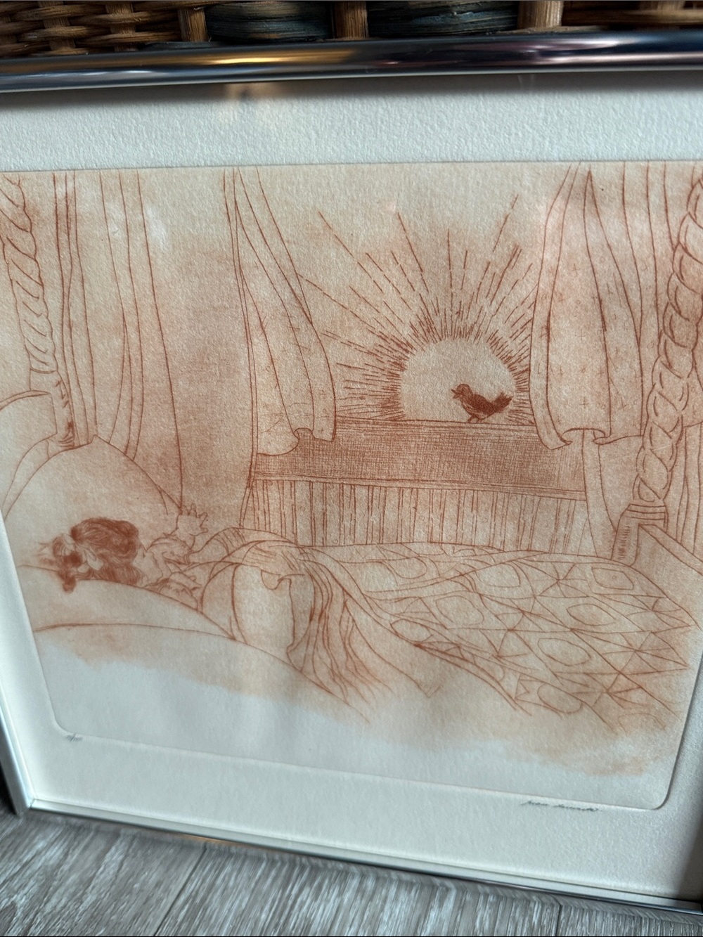 Vintage Juan Quevado Sunrise Bedroom Sketch Wall Art *Rare Find* - Picture 7 of 7